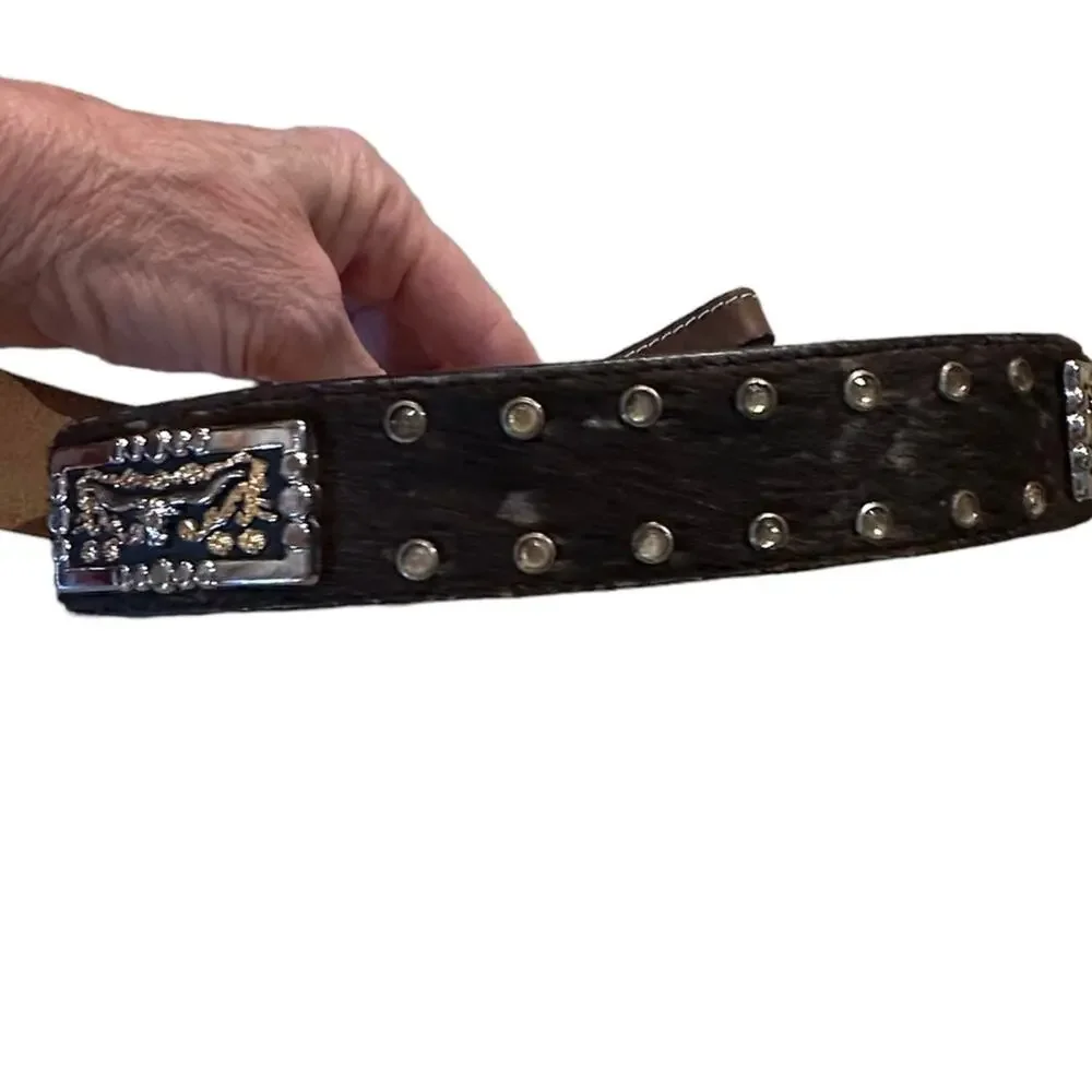 3D Western Belt ONLY in a Youth 24 Tooled Leather with CalfHair and Gold Trim